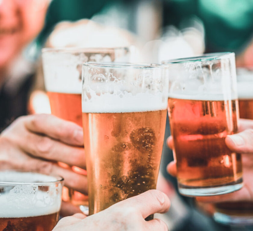 Cheers Celebration Toast with Pints of Beer